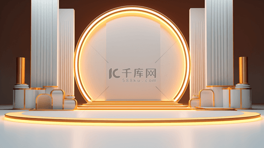 c4d商务简约背景图片_金色电商舞台简约C4D背景24