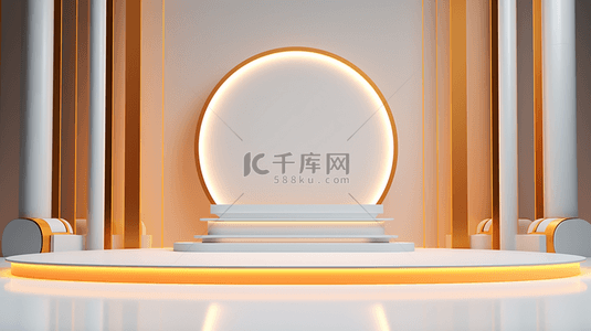 金色电商舞台简约C4D背景30