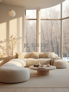 龙猫单人沙发背景图片_白色的客厅家居背景12