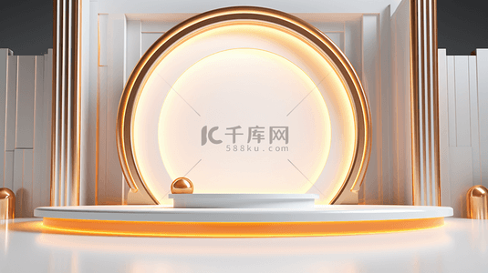 金色电商舞台简约C4D背景14