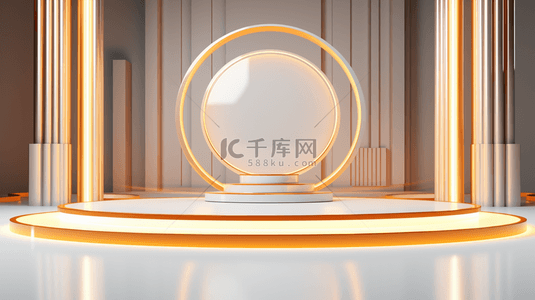 金色电商舞台简约C4D背景16