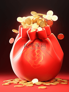 中国医师节红色系背景图片_红色3D立体喜庆福袋简约背景7