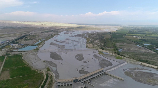 新疆阿克苏河流航拍