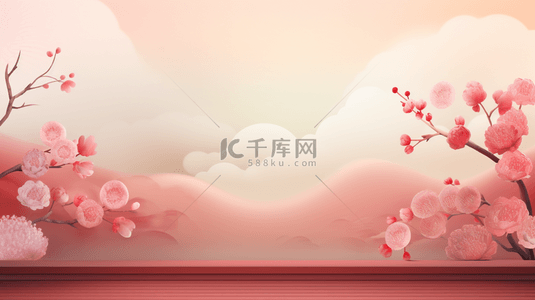 中国风梅花灯笼背景图片_红色中国风春节喜庆背景31