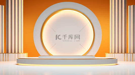 金色电商舞台简约C4D背景3