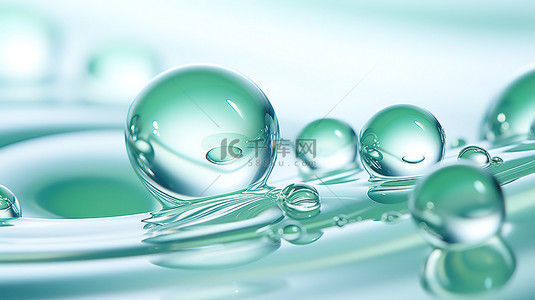 水滴气泡水珠背景图片_白色水滴气泡淡绿色1