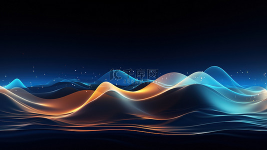 科技浅背景背景图片_深色背景中的蓝色波浪4