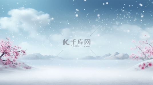 高山中国风背景图片_中国风古典唯美雪中梅花创意背景8