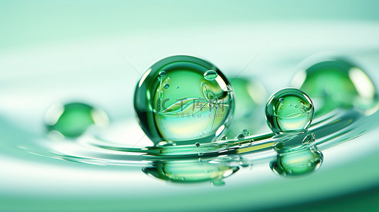 水滴气泡水珠背景图片_白色水滴气泡淡绿色3