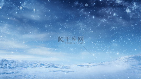 冬季雪景蓝色背景图片_蓝色科技感唯美雪景创意背景32