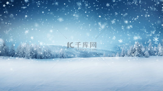 冬季雪景蓝色背景图片_蓝色科技感唯美雪景创意背景30