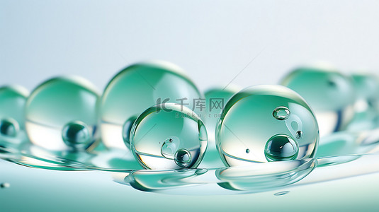 水滴气泡水珠背景图片_白色水滴气泡淡绿色8