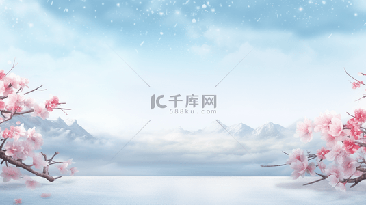 中国风古典唯美雪中梅花创意背景19