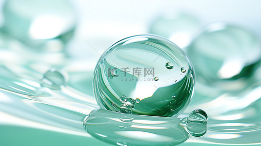 水滴气泡水珠背景图片_白色水滴气泡淡绿色7