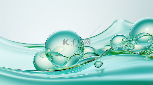 水滴气泡水珠背景图片_白色水滴气泡淡绿色12