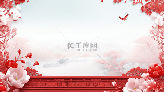 唯美创意中式背景图片_中国风古典唯美雪中梅花创意背景1