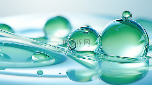 水滴气泡水珠背景图片_白色水滴气泡淡绿色6