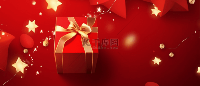 圣诞礼物盒背景图片_红色圣诞节红金色圣诞礼物盒