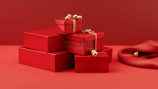 圣诞节背景图片_红色圣诞节红色礼物盒