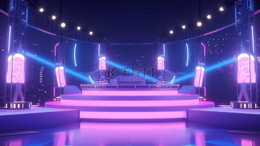 紫色科技感光效舞台创意背景5