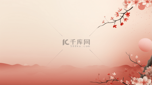 红色中国风山水梅花创意背景7