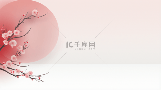 中国风山水红色背景图片_红色中国风山水梅花创意背景45