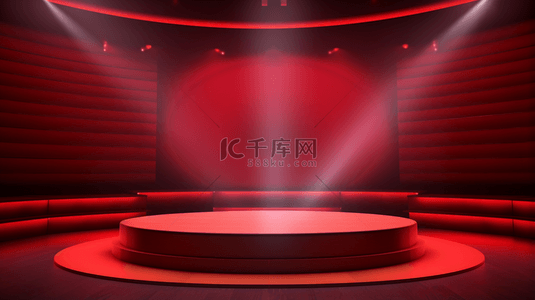 科技圆形展台背景图片_红色科技感光效简约舞台创意背景4