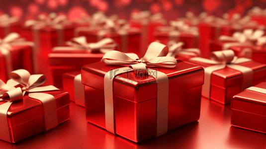 红色圣诞节红色礼物盒