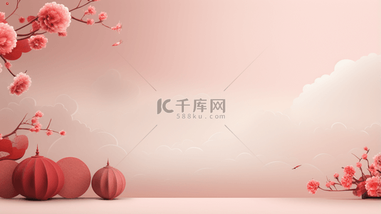 中国风山水梅花背景图片_红色中国风山水梅花创意背景6