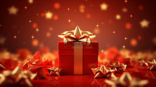 金色圣诞礼物背景图片_红色圣诞节红金色圣诞礼物盒