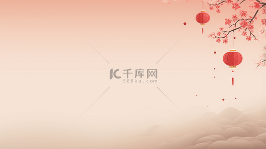 红色中国风山水梅花创意背景27