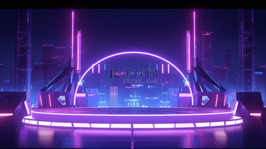 紫色科技感光效舞台创意背景14