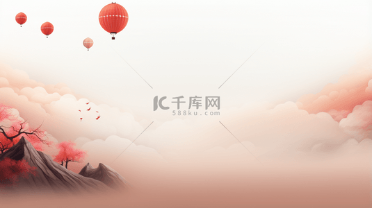 中国红色古典风背景图片_红色中国风山水梅花创意背景49