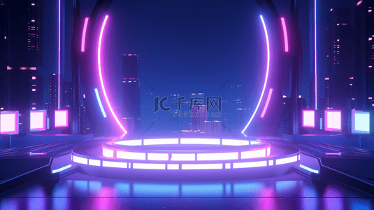 电竞科技展台背景图片_紫色科技感光效舞台创意背景3