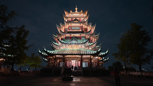 摄影照片_重庆古风建筑鸿恩寺夜晚灯光夜景实拍