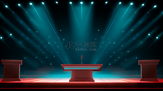 红色空间立体背景背景图片_科技感光效时尚桌台创意背景3