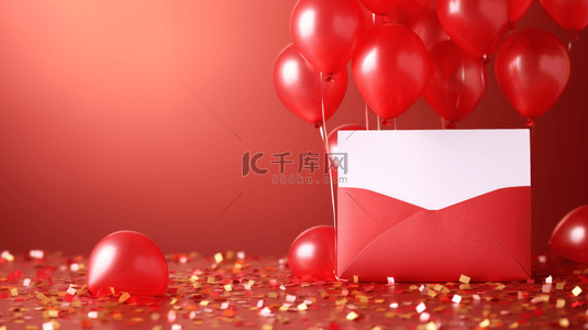红色现代感简约喜庆气球背景14