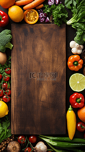 新鲜果蔬围绕的空白木板菜单