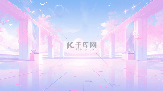 梦幻蓝粉色透明质感大空间大场景9