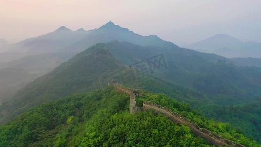 航拍秋季山水九门口长城