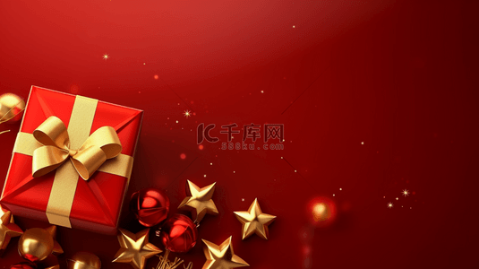 红色圣诞节红金色圣诞礼物盒