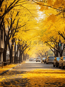 树枝黄色背景图片_黄色现代感城市街道唯美背景12