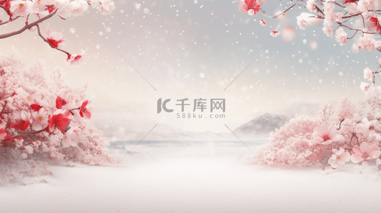 中国风冬季雪景唯美背景23