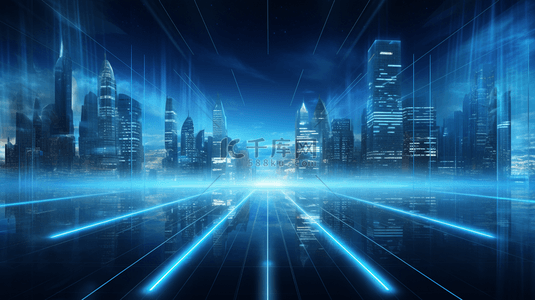 数字化城市背景图片_蓝色科技感酷炫光效背景2