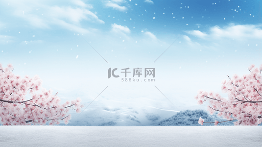 中国风冬季雪景唯美背景1