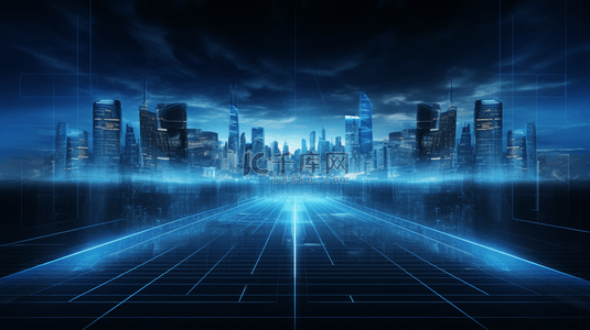 数字化城市背景图片_蓝色科技感酷炫光效背景3