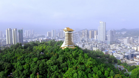 风景摄影照片_航拍四川凤凰楼实拍素材