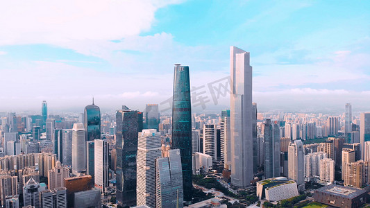 航拍俯瞰珠江新城CBD城市群