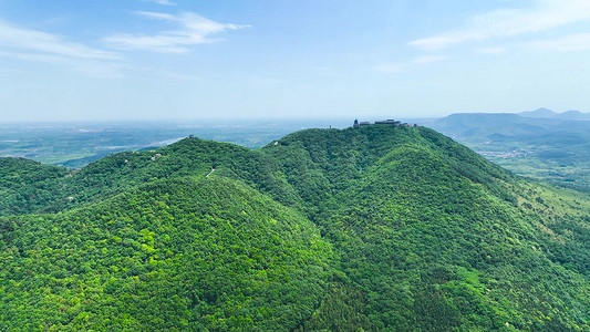 航拍自然风景茅山景区大山风光森林