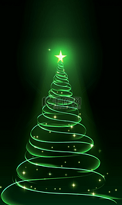 绿色简约鎏金线条圣诞树圣诞节背景